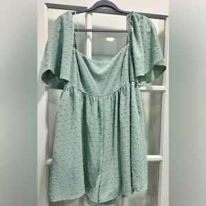 Altar'd State Green Ruffled Short Sleeve Romper- Size Large